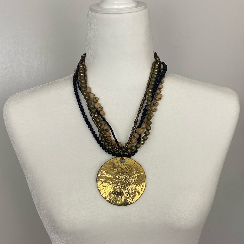 Chico’s Gold Beaded Statement Necklace